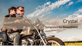  Presentation with bikers - Theme with leather jacket riding a motorcycle background and a seafoam green colored foreground