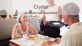  Presentation with active seniors senior couple - PPT layouts enhanced with couple breakfast in hotel restaurant background and a lemonade colored foreground