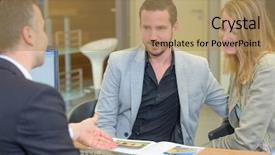  Presentation with home - PPT layouts with couple buying a home background and a coral colored foreground