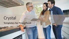  Presentation with kitchen - Amazing slides having couple buying new contemporary kitchen backdrop and a mint green colored foreground