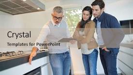  Presentation with familly a new born - Cool new PPT theme with couple buying new contemporary kitchen backdrop and a mint green colored foreground