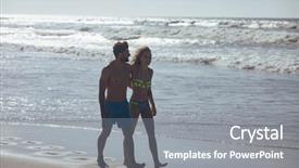  Presentation with annual day around the world - Cool new PPT theme with couple by the ocean walk backdrop and a  colored foreground