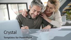  Presentation with internet crimes - Presentation theme consisting of couple calculating financial savings background and a  colored foreground