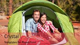  Presentation with romance - PPT theme having couple camping in tent happy in romance smiling happy outdoors in forest enjoying love looking at view happy interracial couple relaxing after outdoor activity hiking asian woman caucasian man background and a red colored foreground