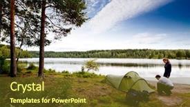  Presentation with african landscape ethiopia - Beautiful PPT theme featuring couple camping on a lake backdrop and a tawny brown colored foreground