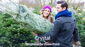  Presentation with animated christmas tree - Cool new slide set with couple carrying bought christmas tree backdrop and a ocean colored foreground