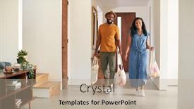  Presentation with reusable - Presentation theme featuring couple-carrying-reusable-cotton-shopping background and a mint green colored foreground