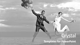  Presentation with young happy couple - Colorful PPT layouts enhanced with couple celebrating and have fun backdrop and a gray colored foreground
