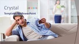  Presentation with cheating - Presentation theme having couple cheating on each other at home background and a sky blue colored foreground