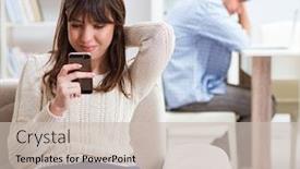  Presentation with cheating - Presentation design featuring couple cheating on each other at home background and a soft green colored foreground