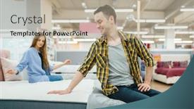  Presentation with checks - Presentation theme enhanced with couple-checks-mattress-in-furniture background and a mint green colored foreground