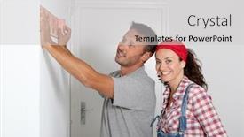  Presentation with color - Beautiful presentation featuring couple-choosing-color-of-new backdrop and a light gray colored foreground