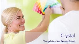  Presentation with happy hour is the best - Amazing presentation theme having home decorating - happy couple choosing colors backdrop and a sky blue colored foreground