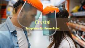  Presentation with hardware - Amazing PPT layouts having couple choosing equipment in hardware store backdrop and a tawny brown colored foreground
