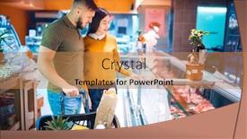  Presentation with fresh meat - Audience pleasing slide set consisting of couple-choosing-fresh-chilled-meat backdrop and a coral colored foreground