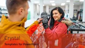  Presentation with choosing life partner - Presentation theme enhanced with couple choosing gloves for ski or snowboarding background and a red colored foreground