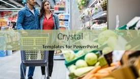  Presentation with grocery store - Presentation theme enhanced with couple-choosing-goods background and a mint green colored foreground