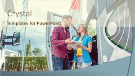  Presentation with route - Slide set featuring couple-choosing-their-next-vacation background and a cream colored foreground