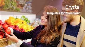  Presentation with grocery store - Presentation consisting of vegetables in a grocery store background and a tawny brown colored foreground