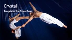  Presentation with dark blue - Slides enhanced with couple circus air gymnast background and a navy blue colored foreground