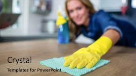  Presentation with cleaning - Audience pleasing slide set consisting of couple cleaning up the kitchen backdrop and a  colored foreground