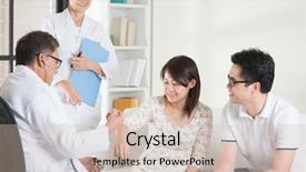  Presentation with asian doctor - Presentation enhanced with couple consult doctor woman health background and a soft green colored foreground