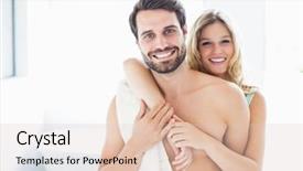  Presentation with happy trails - Colorful slide deck enhanced with couple cuddling in the bathroom backdrop and a lemonade colored foreground