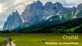  Presentation with cycling - Slides with couple-cycling-in-cortina-d background and a tawny brown colored foreground