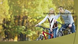  Presentation with cycling - Theme featuring couple-cycling-in-park background and a yellow colored foreground