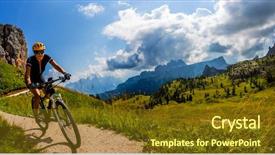  Presentation with cycling - Colorful PPT layouts enhanced with couple cycling mtb enduro trail backdrop and a tawny brown colored foreground