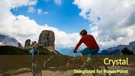  Presentation with man riding big bike motor - Audience pleasing slide set consisting of couple cycling mtb enduro trail backdrop and a tawny brown colored foreground