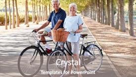  Presentation with senior couple - Colorful theme enhanced with couple cycling on country road backdrop and a gray colored foreground