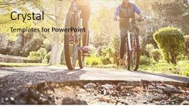  Presentation with cycling - Cool new presentation design with couple cycling on countryside road backdrop and a lemonade colored foreground