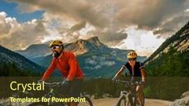  Presentation with mountain bike - PPT layouts enhanced with couple-cycling-on-electric-bike background and a tawny brown colored foreground