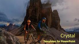  Presentation with mountain bike - Slide set enhanced with couple-cycling-on-electric-bike background and a tawny brown colored foreground