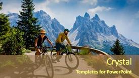  Presentation with activity - Audience pleasing slide set consisting of couple cycling on electric bikes backdrop and a coral colored foreground