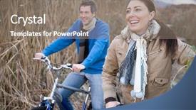  Presentation with cycling - PPT layouts with couple cycling background and a gray colored foreground