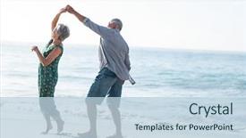  Presentation with senior couple - Presentation theme featuring couple dancing at the beach background and a lemonade colored foreground