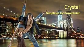  Presentation with hip hop dancing - Cool new presentation theme with couple dancing over urban background backdrop and a tawny brown colored foreground