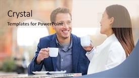  Presentation with people enjoying - PPT theme with couple dating drinking coffee background and a lemonade colored foreground
