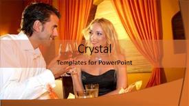  Presentation with dining restaurant - Colorful slide set enhanced with couple dining in a fancy backdrop and a red colored foreground
