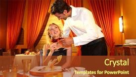 Presentation with dining restaurant - PPT theme with couple dining in a fancy background and a  colored foreground