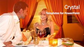  Presentation with dining restaurant - PPT layouts enhanced with couple dining in a fancy background and a  colored foreground