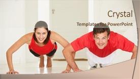  Presentation with children doing kids gym - Presentation theme having couple doing push-ups background and a lemonade colored foreground