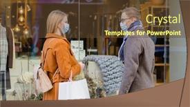  Presentation with lockdown - Amazing PPT layouts having couple-doing-shopping-during-partial backdrop and a tawny brown colored foreground