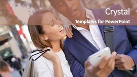  Presentation with new york city - Presentation theme with couple doing shopping in new background and a  colored foreground