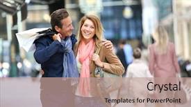  Presentation with end - Beautiful PPT layouts featuring couple doing shopping on week backdrop and a coral colored foreground