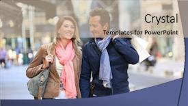  Presentation with end - PPT theme with couple doing shopping on week background and a soft green colored foreground