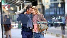  Presentation with middle east dubai mall shopping - Amazing slide deck having couple doing shopping on week backdrop and a ocean colored foreground