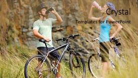  Presentation with healthy drink - Beautiful presentation theme featuring couple drink from their water backdrop and a coral colored foreground